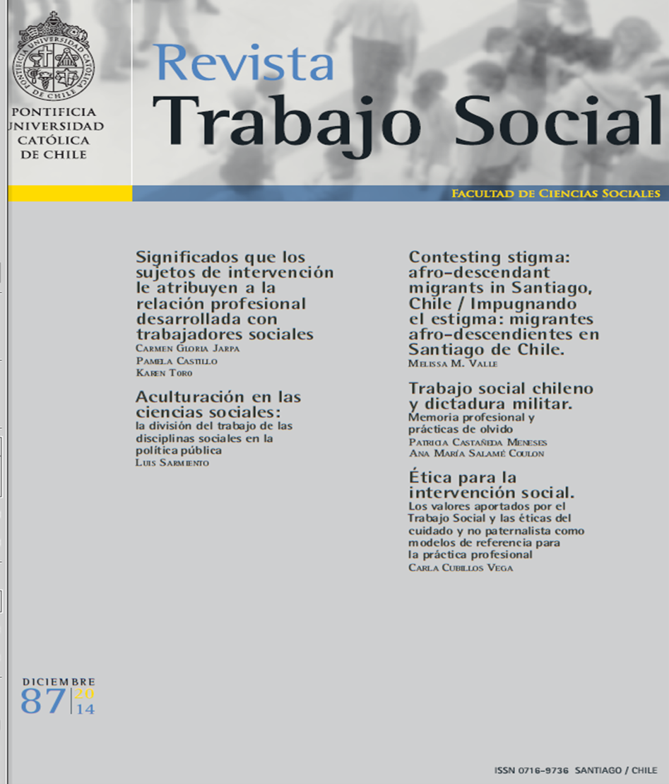 					Ver Núm. 87 (2014): Revista de Trabajo Social. Diciembre
				